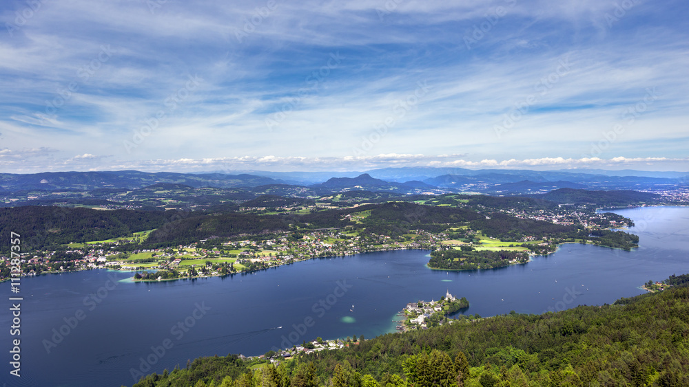 Panorama View over Wörther See, Kärnten, Austria