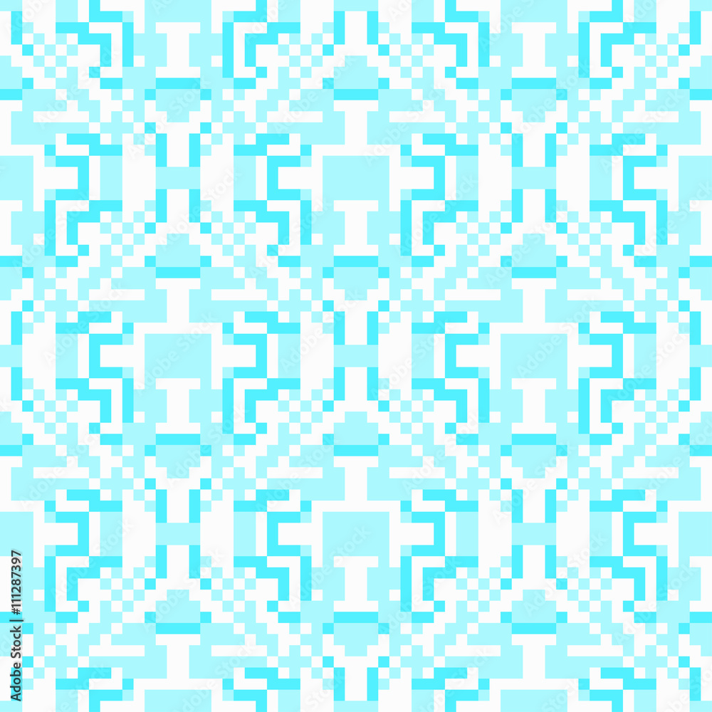 Beautiful seamless pattern of little blue pixels