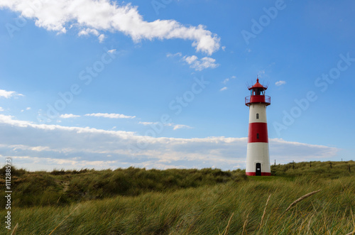 Lighthouse on the Dunes Lighthouse List East on a dune of the island Sylt in the part called Ellenbogen, Germany, North Sea