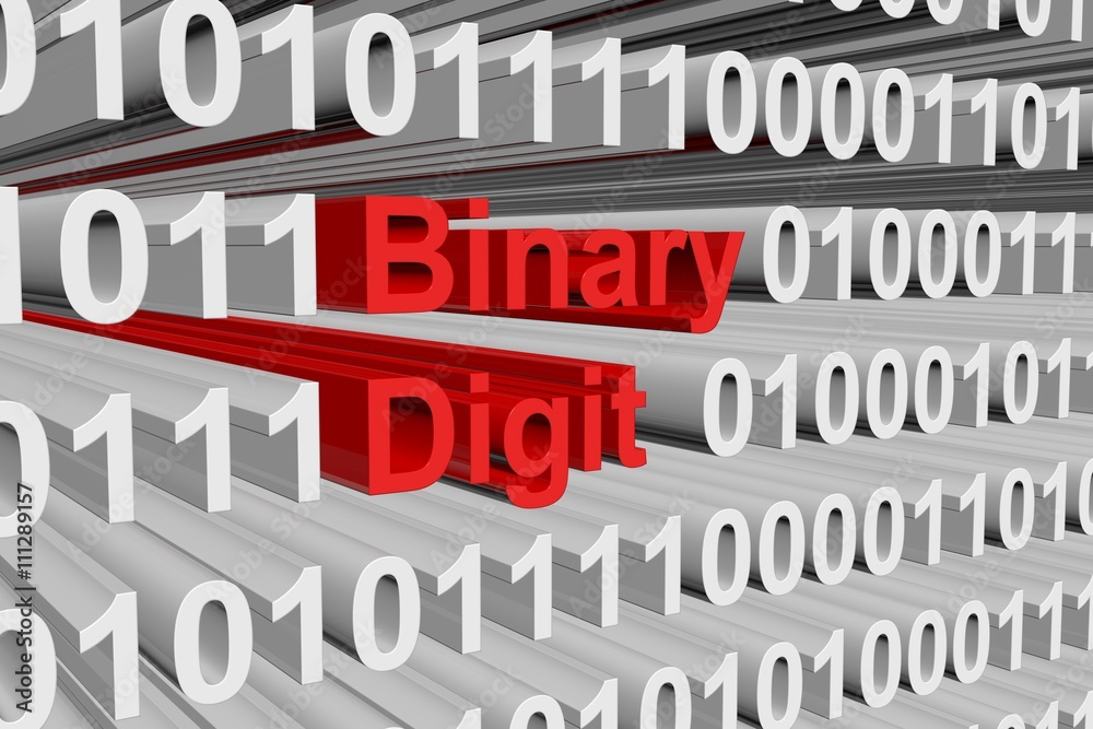 binary digit in a binary code 3D illustration