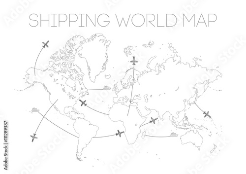delivery shipping world map illustration
