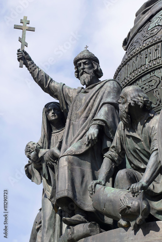 Baptism of Russia. Detail of the monument "Millennium of Russia" in Veliky Novgorod 