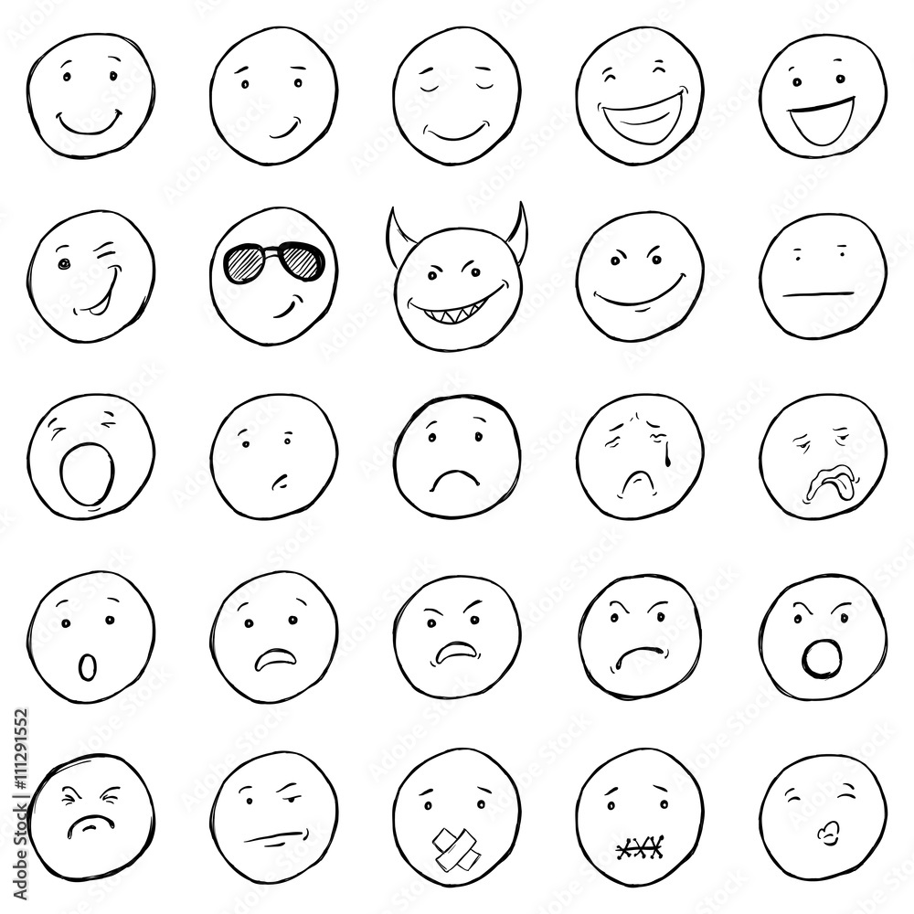Vector Set of Emoticons. Variations of Smileys Vector Set of Emoticons. Variations of Smileys