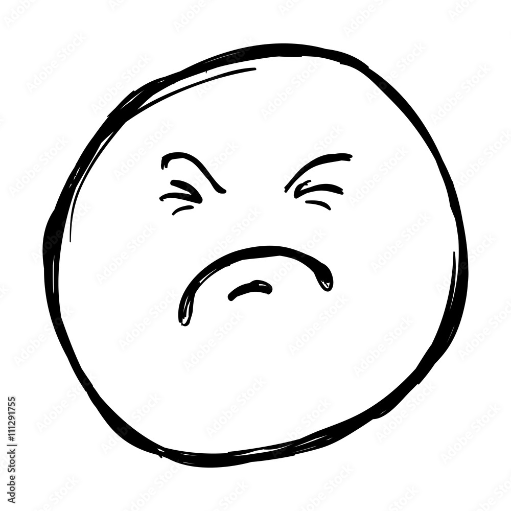 Obraz premium Vector Single Sketch Emoticon - Angry Smiley