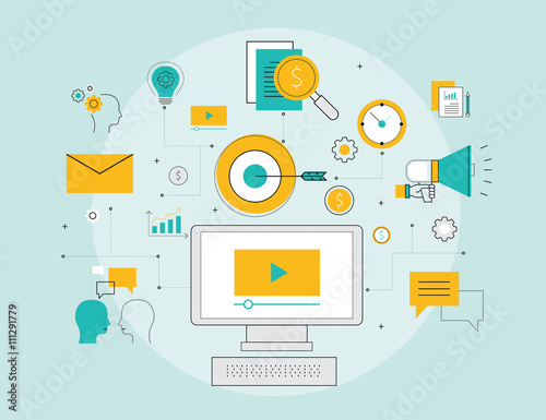 business video marketing online concept and digital content concept