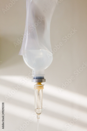 saline solution IV at hospital room