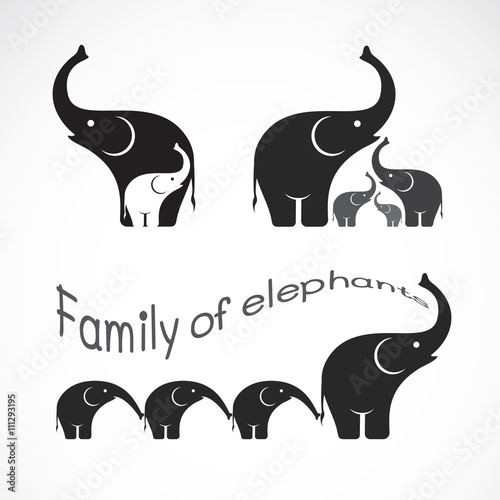 Vector image of family elephants on white background, Elephants