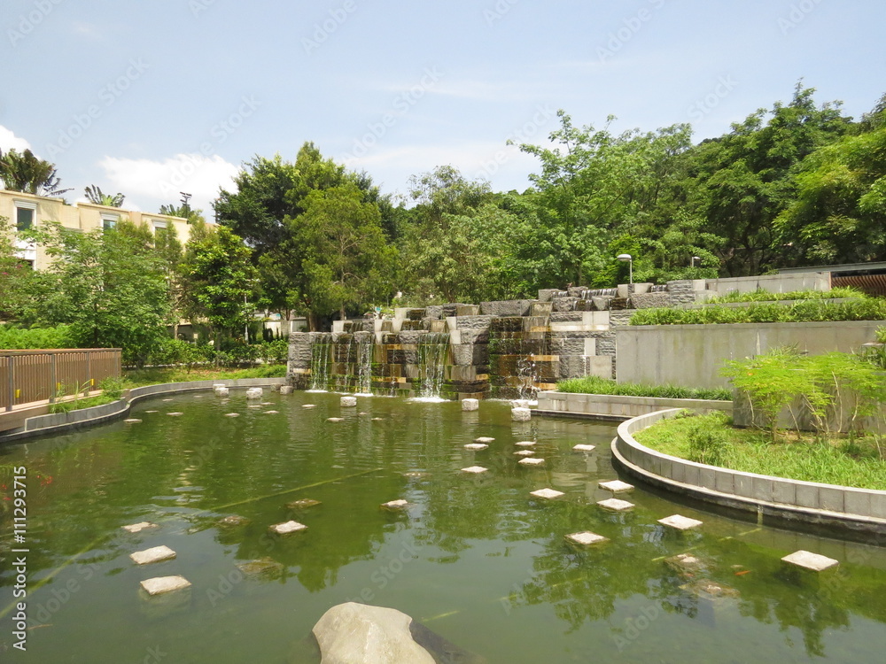 Naklejka premium Artificial waterfall