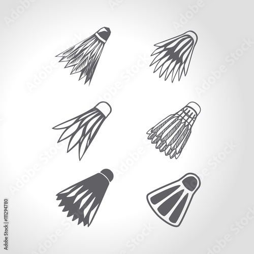 Badminton shuttlecock or badminton ball vector set
