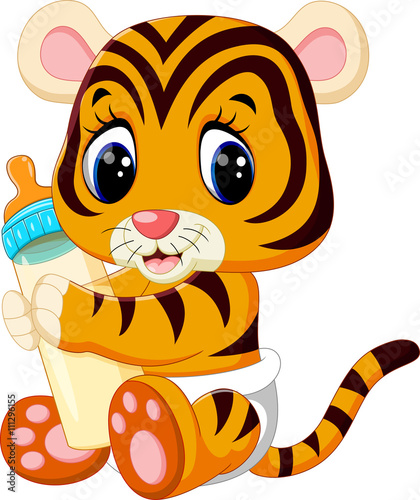Fototapeta Naklejka Na Ścianę i Meble -  illustration of cute baby tiger