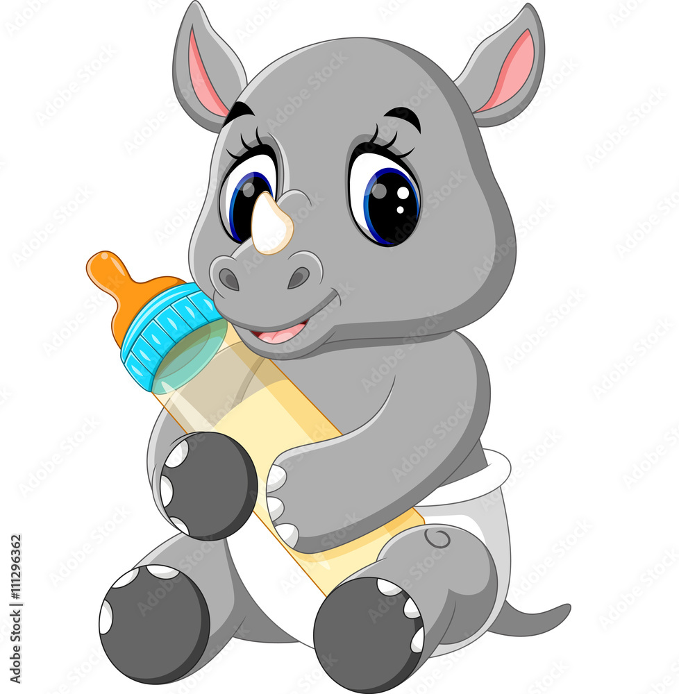 Fototapeta premium illustration of cute rhino cartoon