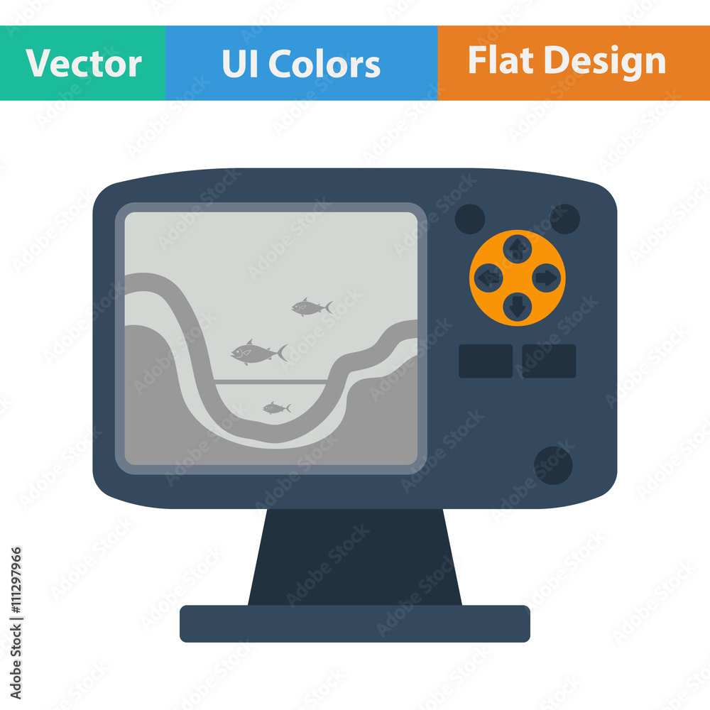 Flat design icon of echo sounder Flat design icon of echo sounder