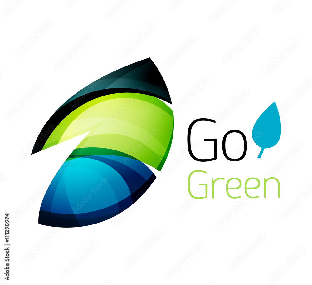 Abstract eco leag logo design made of color pieces - various geometric shapes Abstract eco leag logo design made of color pieces - various geometric shapes