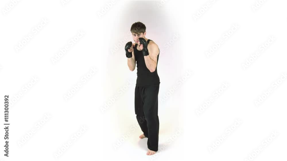 model isolated on white fighting model isolated on white fighting