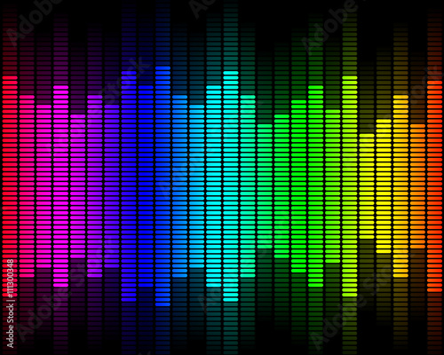 Graphics of music equalizer on black background