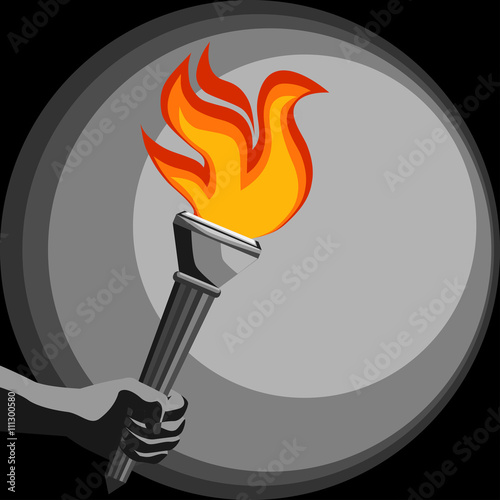 emblem of the torch in his hand