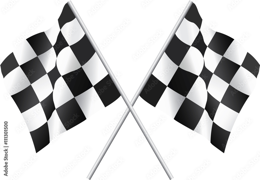 Waving Checkered Flags - obrazy, fototapety, plakaty 