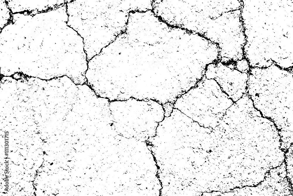 Fototapeta premium Cracked texture white and black. Grunge sketch effect texture. Crack motif for design ground, wall, concrete, paint, asphalt. Stylish modern background for different print products Vector illustration