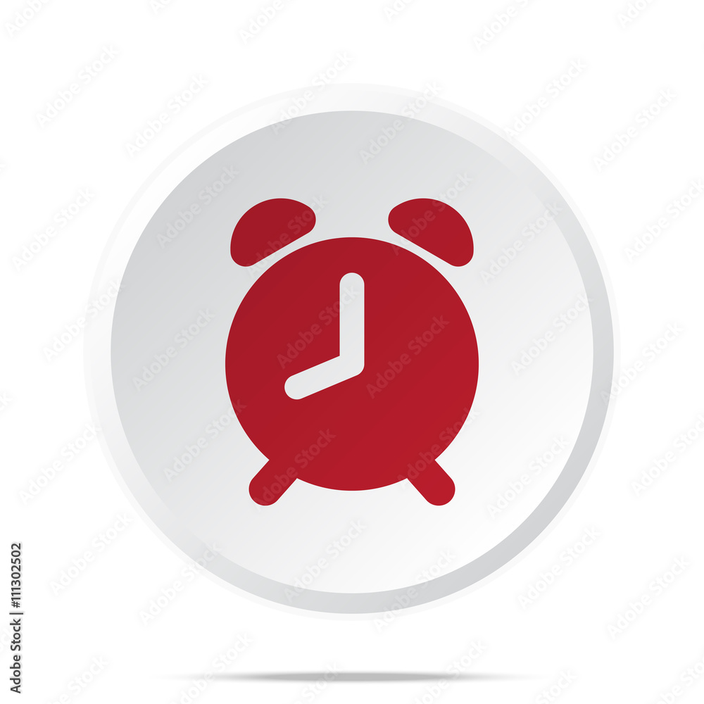 Red Alarm Clock icon on white web button