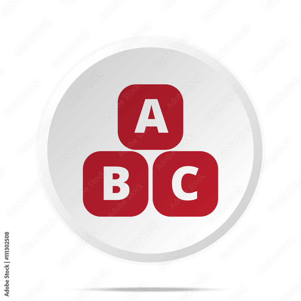 Red Abc Blocks icon on white web button Red Abc Blocks icon on white web button
