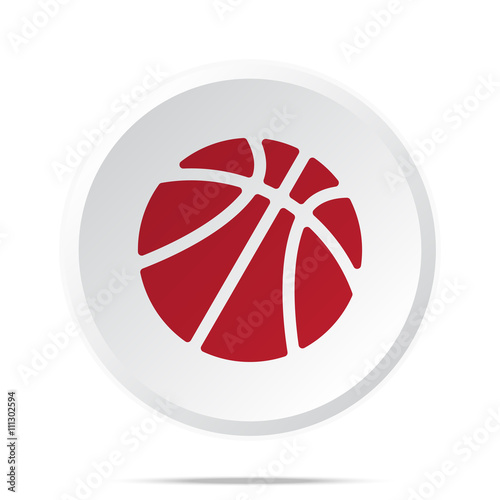 Red Basketball icon on white web button
