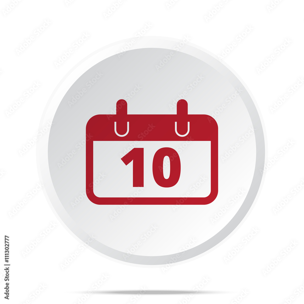 Red Calendar icon on white web button Red Calendar icon on white web button