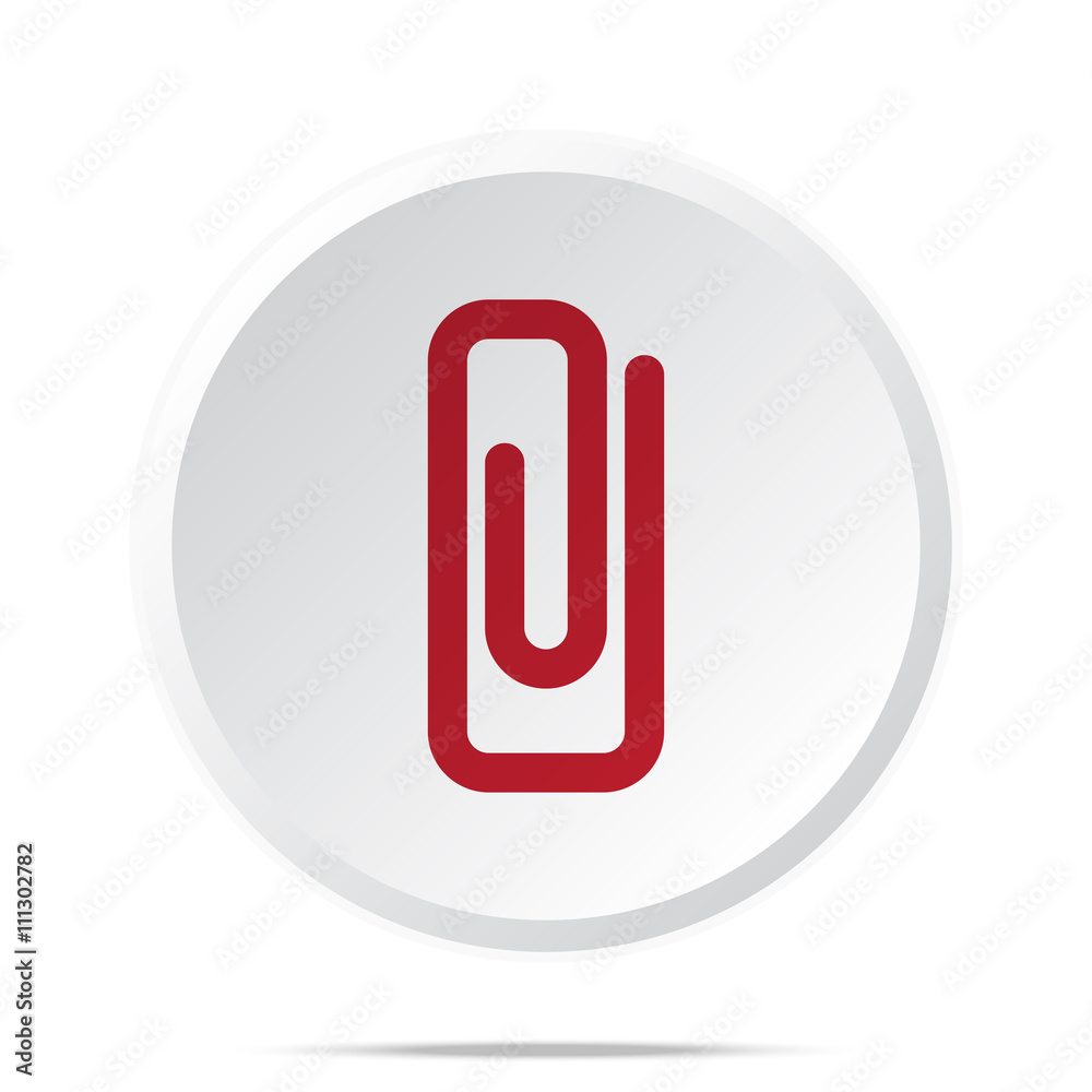 Red Paper Clip icon on white web button Red Paper Clip icon on white web button