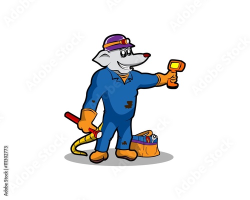 mouse engineer cartoon mascot character