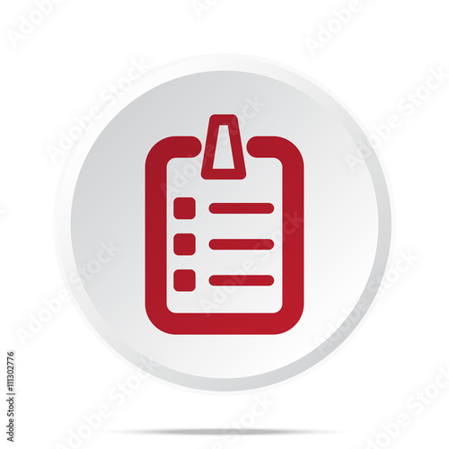Red Checklist icon on white web button