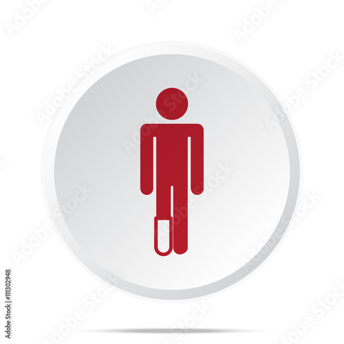 Red Foot icon on white web button