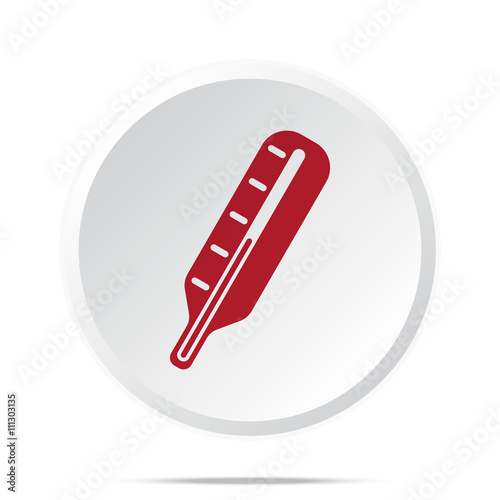 Red Thermometer icon on white web button