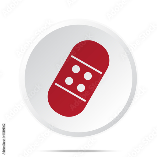 Red Adhesive Bandage icon on white web button