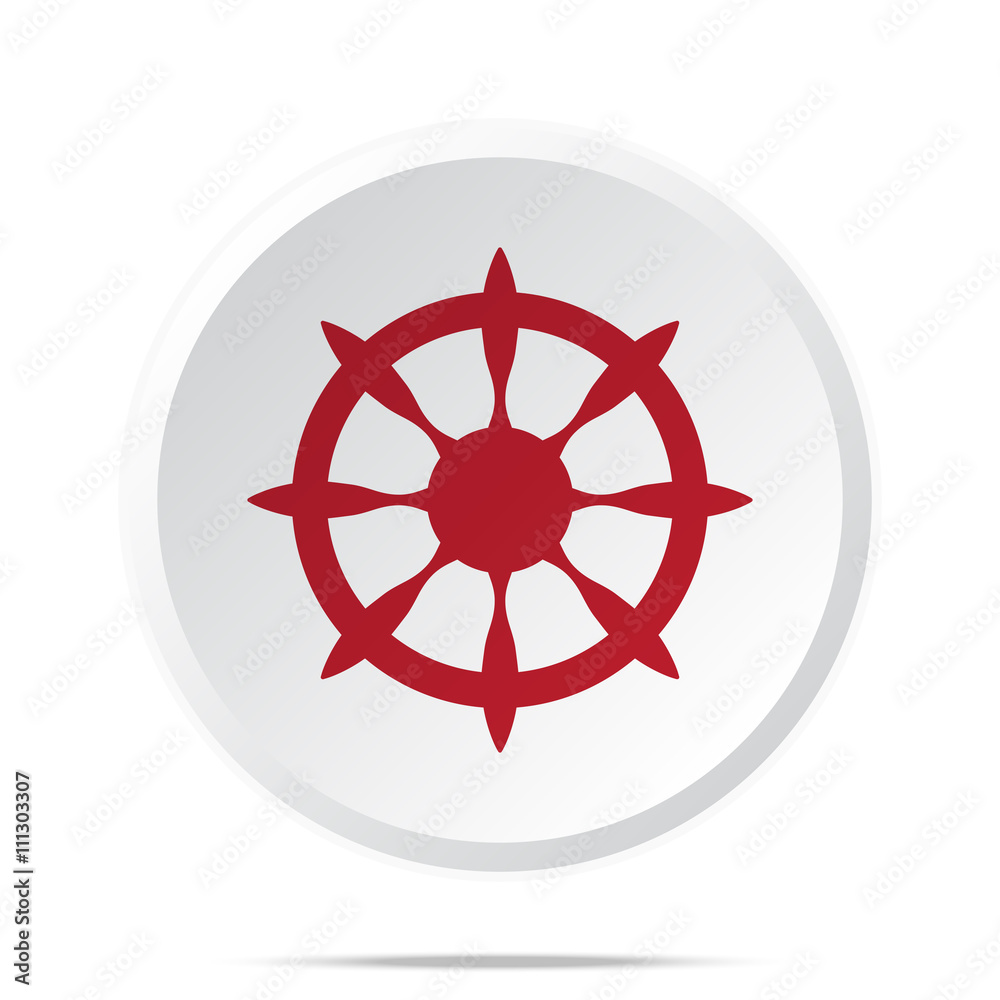 Obraz premium Red Boat Wheel icon on white web button