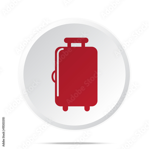 Red Luggage icon on white web button