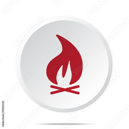 Red Bonfire icon on white web button