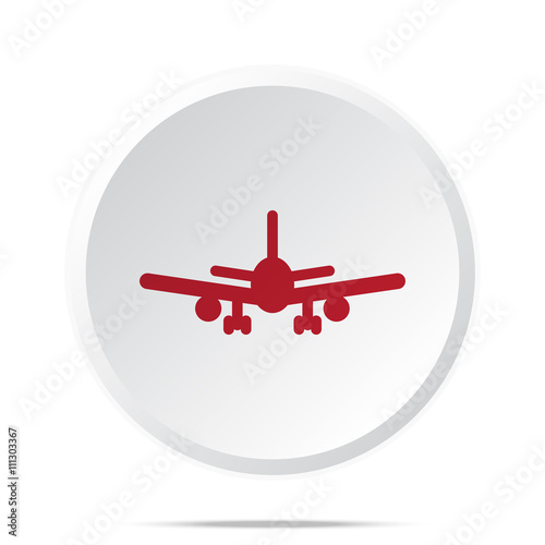Red Airplane icon on white web button