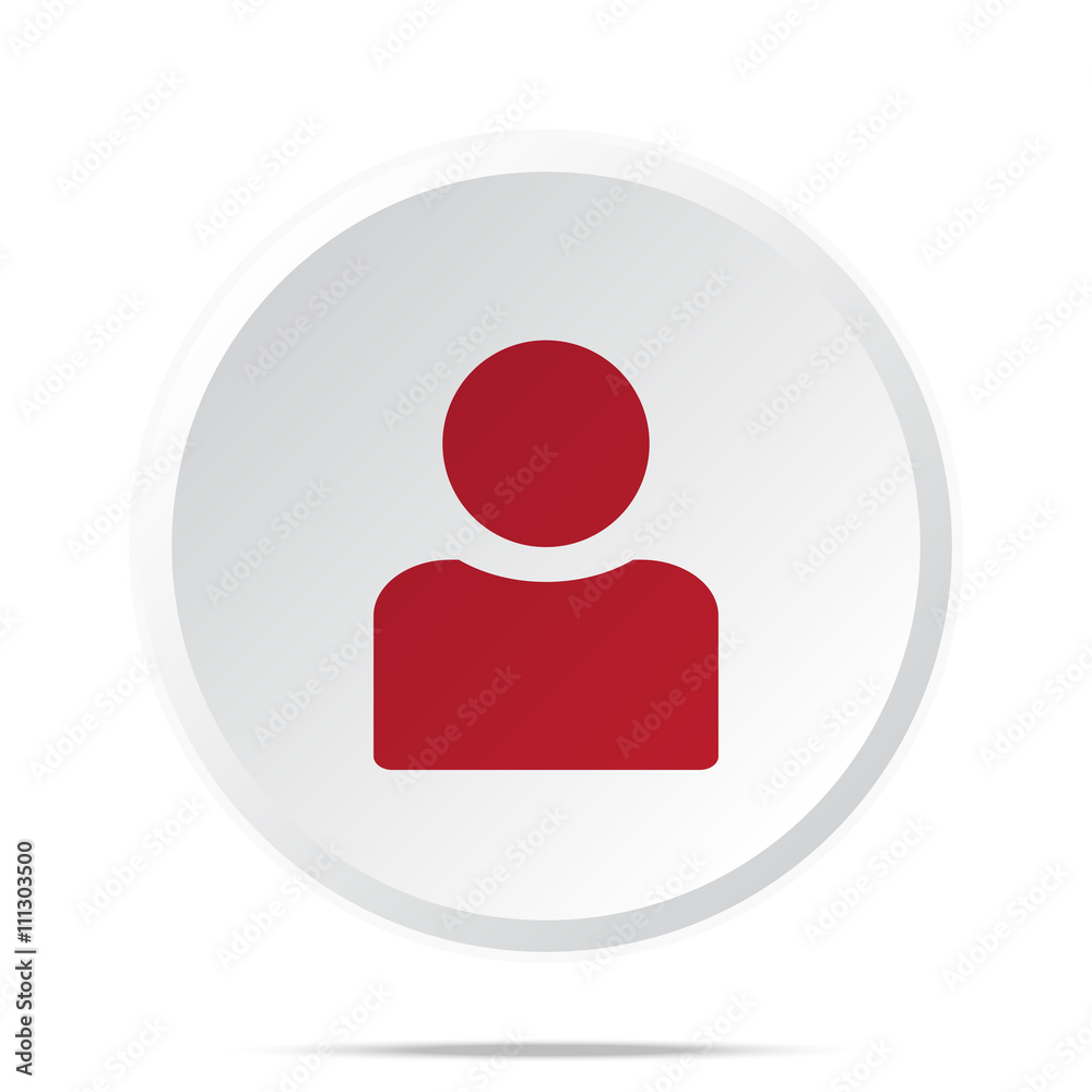 Red Profile icon on white web button Red Profile icon on white web button