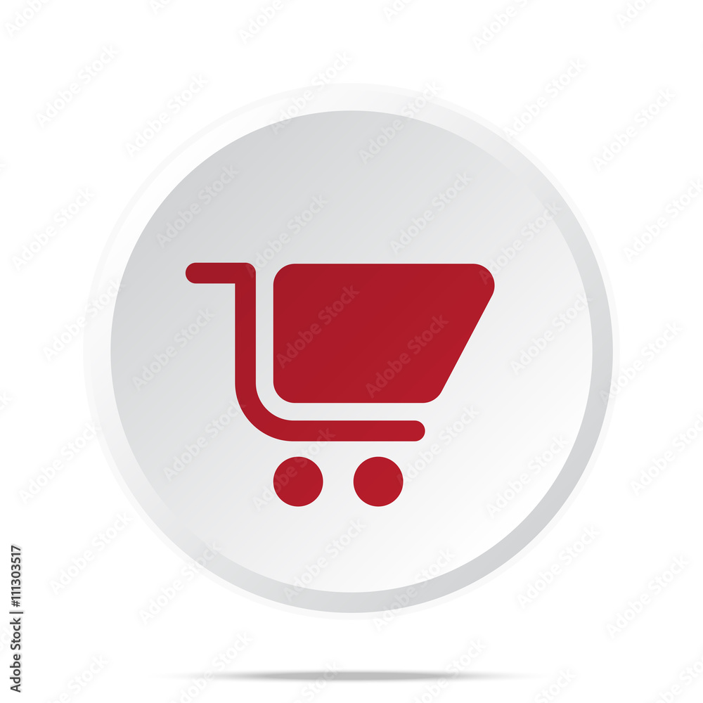 Red Shopping Cart icon on white web button Red Shopping Cart icon on white web button