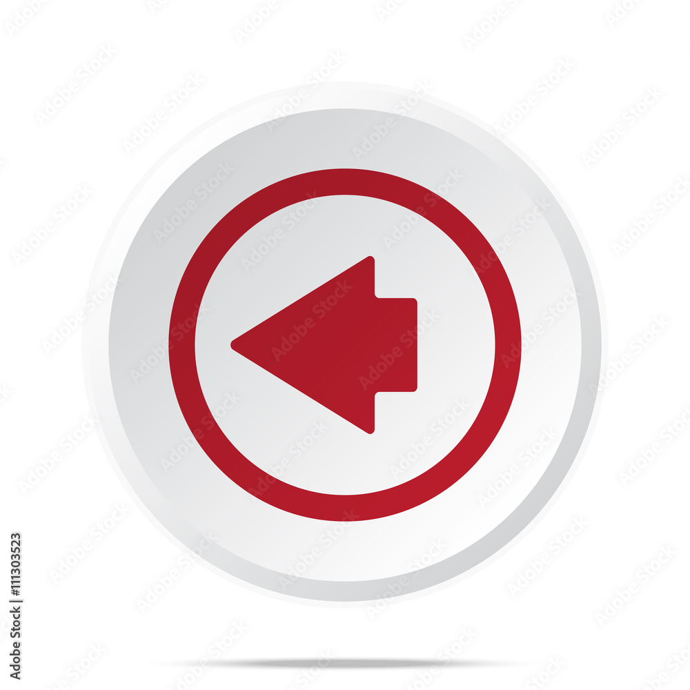 Red Arrow Left icon on white web button Red Arrow Left icon on white web button