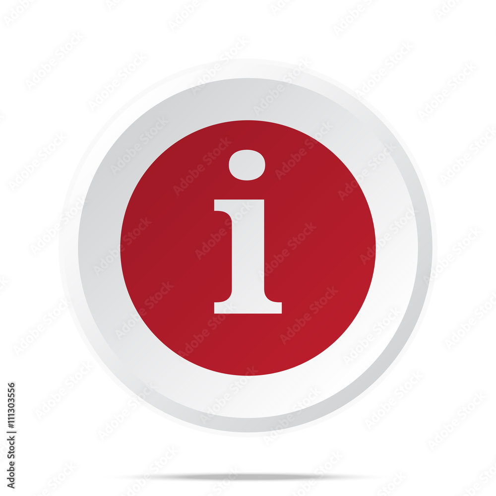 Red Information icon on white web button Red Information icon on white web button