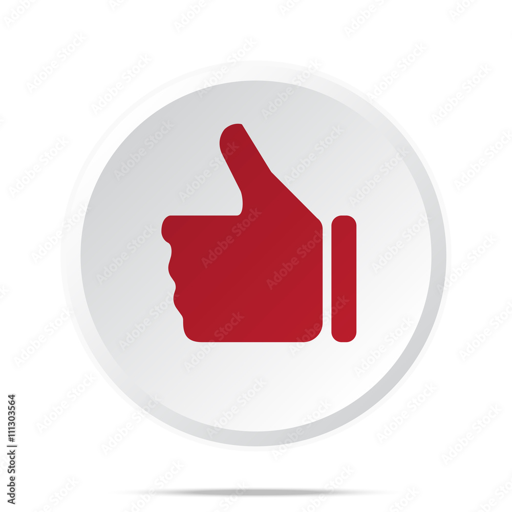 Red Thumb Up icon on white web button Red Thumb Up icon on white web button