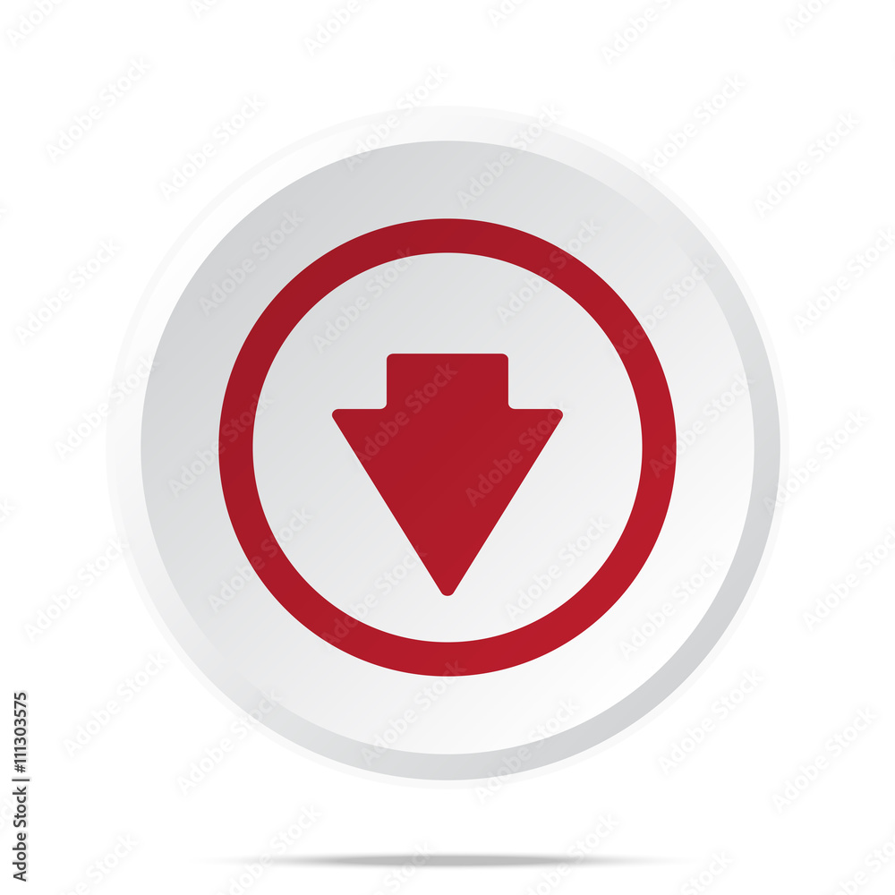 Red Arrow Down icon on white web button Red Arrow Down icon on white web button