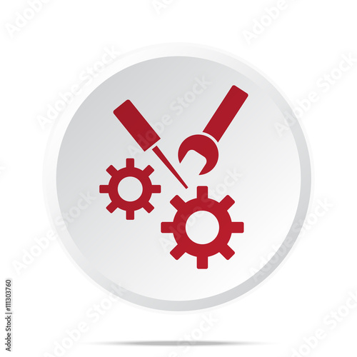 Red Service icon on white web button