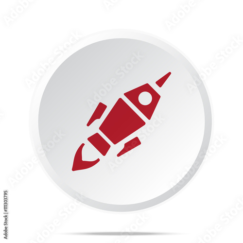 Red Rocket Launch icon on white web button