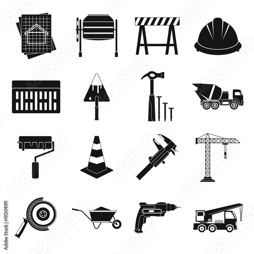 Architecture Icons set, simple style