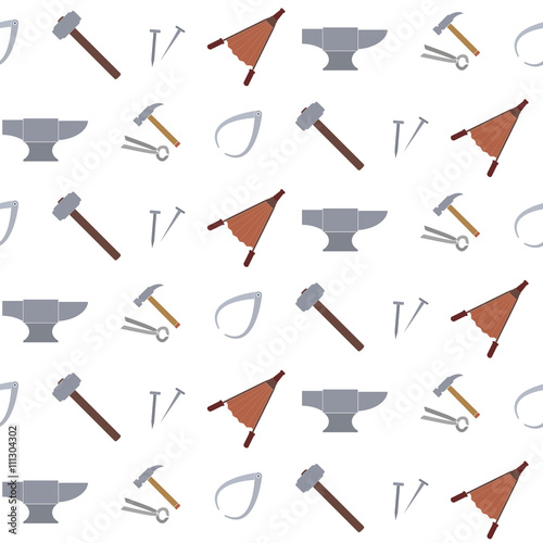Seamless pattern with blacksmith tools for your design