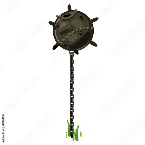 Underwater old bomb on the chain, vector