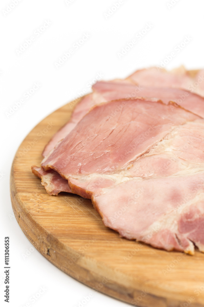 Domestic homemade cooked smoked fried ham Domestic homemade cooked smoked fried ham