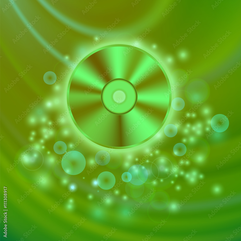 Compact Disc Isolated on Green Wave Blurred Background Compact Disc Isolated on Green Wave Blurred Background