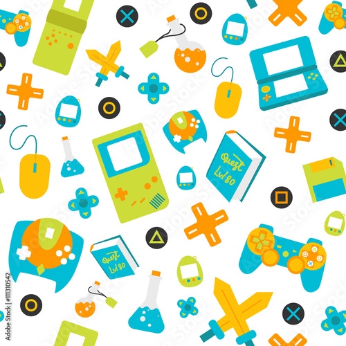 Video Game Controller gamepads seamless pattern flat style